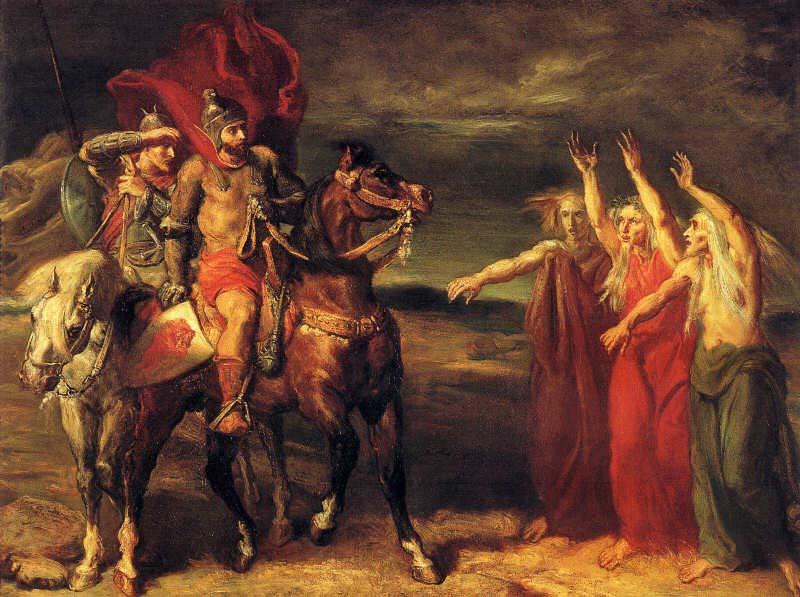 Theodore Chasseriau Macbeth and Banquo meeting the witches on the heath. Spain oil painting art